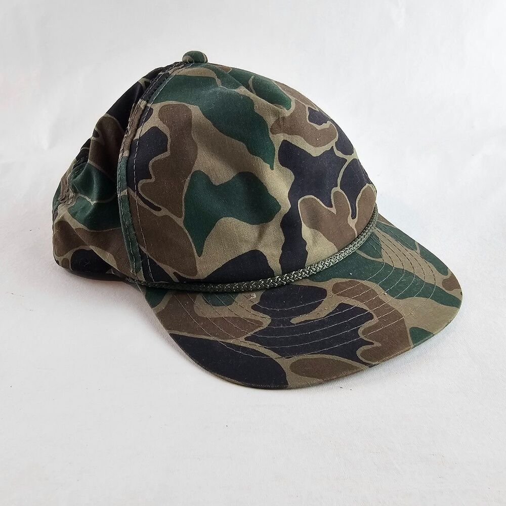 Vintage Camo Snapback Hat Young An Rope Cap Woodland Hunting Outdoors
